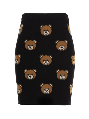 Moschino Logo Teddy Jacquard Mini Skirt