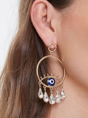 Eye Pendant Hoop Drop Earrings