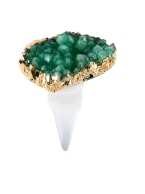 Gem Druzy Stone Bottle Stopper, Green - Green - Shiraleah