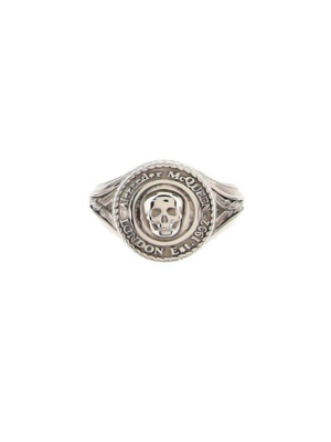 Alexander Mcqueen Medallion Logo Engraved Ring