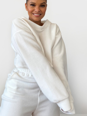 Plus White Brushed Sweat Oversized Sweater