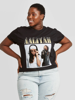 Women's Aaliyah Boyfriend Short Sleeve Graphic T-shirt - Black