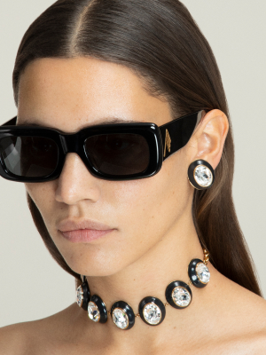 The Attico Marfa Rectangular Sunglasses In Black