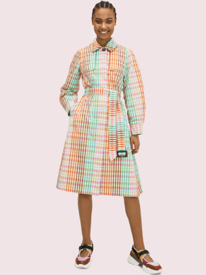 Rainbow Plaid Trench