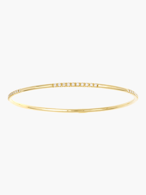 Yellow Gold Waxy Diamond Bangle