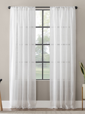 Textured Slub Stripe Sheer Anti-dust Curtain Panel - Clean Window