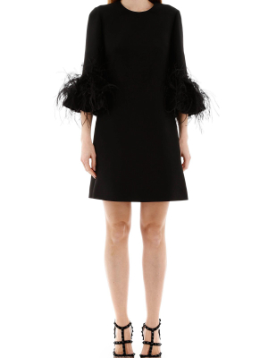 Valentino Feather Trim Mini Dress