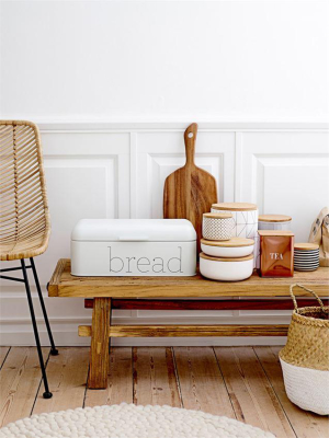 Metal Bread Bin In White