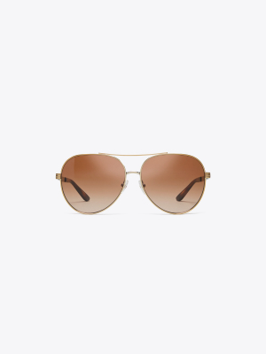 Kira Striped Pilot Sunglasses