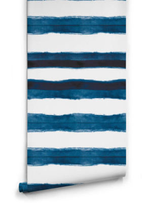 Shibori Stripe Wallpaper In Aleutian From The Shibori Collection By Milton & King