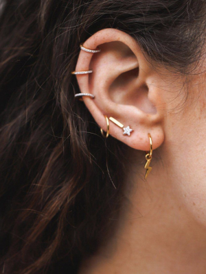 Pave Star Moon Stud Earrings