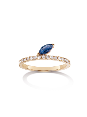 Defne Pavé Ring | Sapphire Marquise And White Diamonds