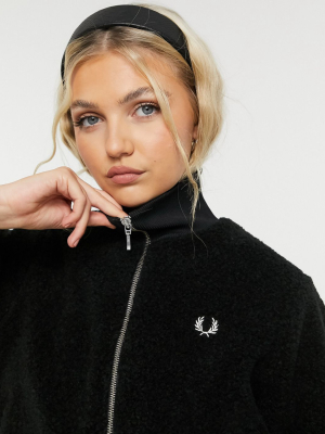 Fred Perry Teddy Bomber Jacket In Black