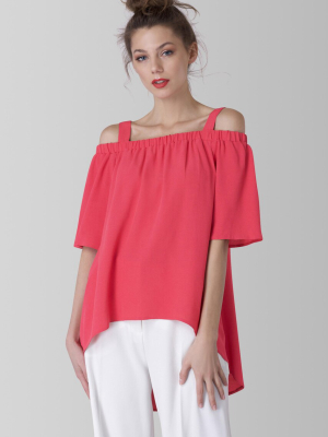 Pink Off The Shoulder Strap Blouse