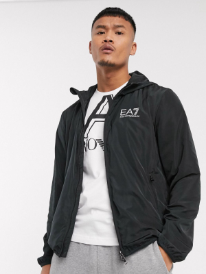 Armani Ea7 Core Id Hooded Logo Jacket In Black