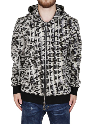 Balmain Monogram Printed Hooded Jacket