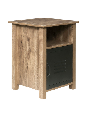 Norwood Range End Table Wood And Black Metal Oak - Onespace