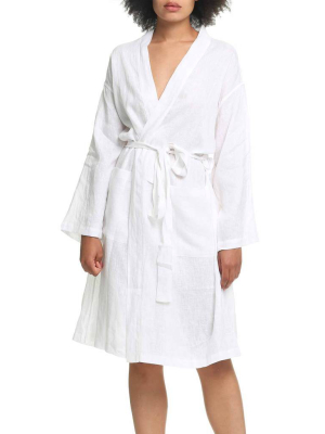 Resort Linen Robe In White