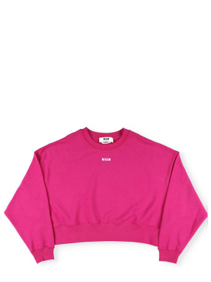 Msgm Logo Print Crewneck Sweatshirt