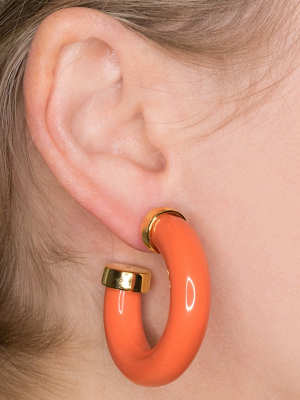 Coral Tube Hoop Pierced Earrings