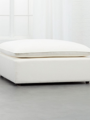 Lumin White Linen Ottoman