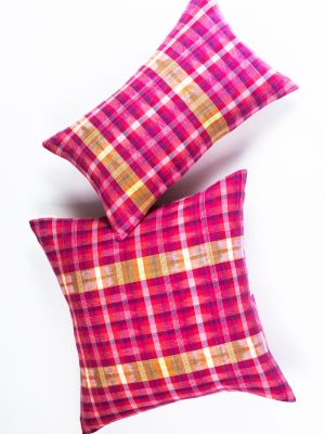 Archive New York Vintage Magenta Red Lime Ikat Pillow