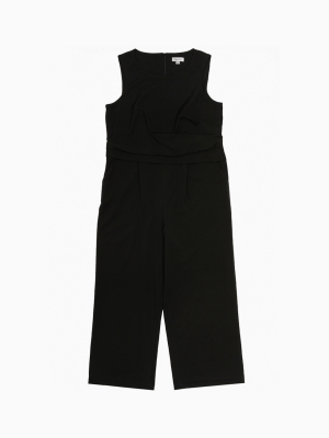 Plus Size Side Drape Sleeveless Jumpsuit