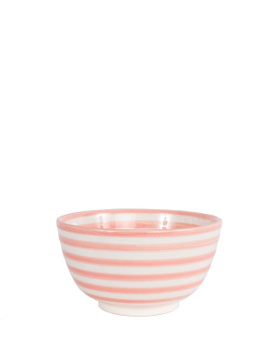 Ceramic Pasta Bowl - Blush Stripe