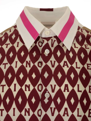 Valentino Logo Print Striped Shirt