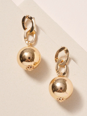 Pearl Metal Ball Linked Earrings