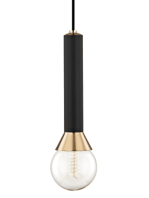 Via 1 Light Pendant - Polished Brass/black