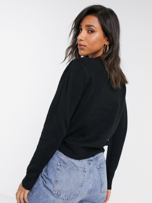 Y.a.s Knitted Sweater With Shoulder Detail In Black