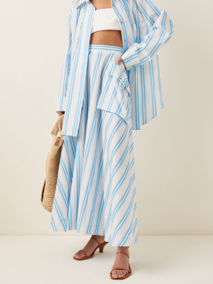 Lena Striped Organic-cotton Maxi Skirt