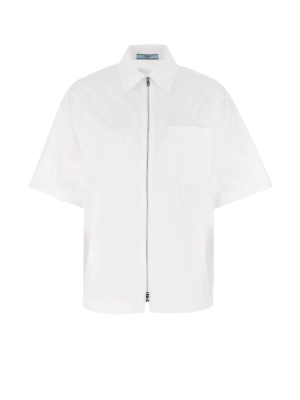 Prada Zip-up Short-sleeve Shirt