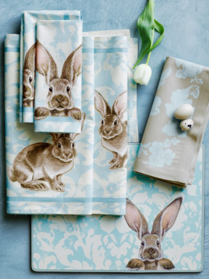 Damask Bunny Napkins, Set Of 4