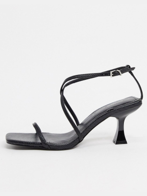 Pull&bear Strappy Heeled Sandal In Black