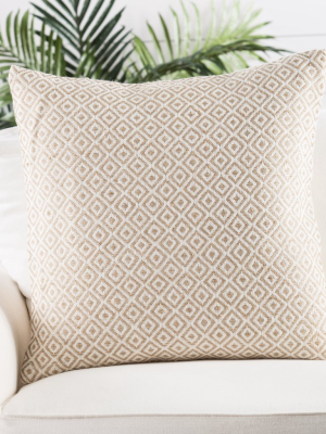 Estes White & Beige Geometric Throw Pillow