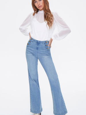 Button-side Flare Jeans