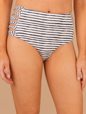 Cherish The Sun White And Black Striped Bikini Bottoms