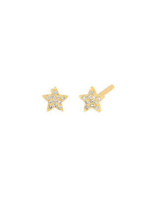 Baby Diamond Star Studs - Yellow Gold