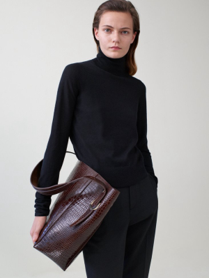 Fitted Turtleneck In Fine Cashmere - Black