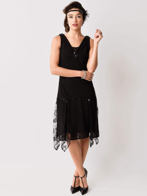 Unique Vintage Black Hemingway Flapper Dress