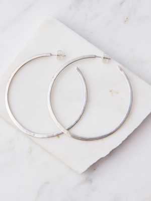 Brushed Hoop Earrings, Silver