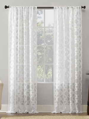 Yvette Trellis Jacquard Sheer Rod Pocket Curtain Panel - No. 918