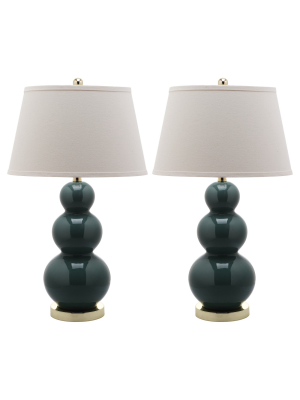 Pamela Triple Gourd Ceramic Table Lamp Set - Safavieh