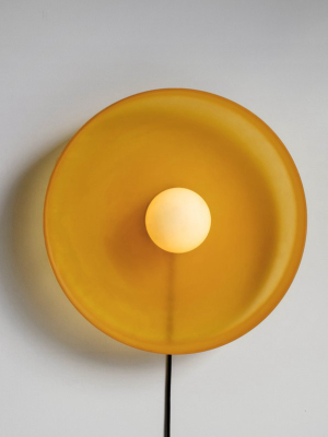 In Common With Amber Blown Glass Disc Orb Surface Mount