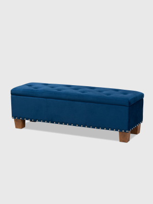 Hannah Velvet Upholstered Button Tufted Storage Ottoman Bench - Baxton Studio