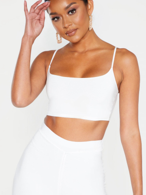 Cream Slinky Strappy Detail Crop Top