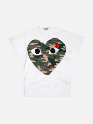 Comme Des Garçons Play Camouflage Heart Tee - White