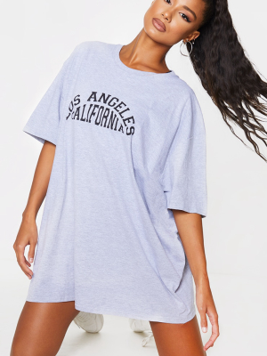 Grey Los Angeles Oversized T Shirt Dress